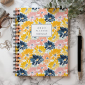 Zonnige Waterverf Bloemenpatroon Monogram 2025 Planner