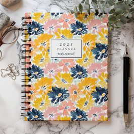 Zonnige Waterverf Bloemenpatroon Monogram 2025 Planner