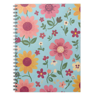 Zonnige Weiden - Roze en Gele Wilde Bloemenpatroon Notitieboek