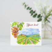 Zonnige wijngaard. Waterverf Art Briefkaart (Staand voorkant)