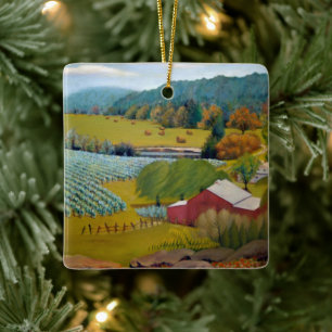Zonnige Wijngaardboerderij Keramisch Ornament