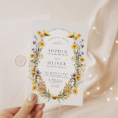 Zonnige wilde bloem chique bloemenbruiloft kaart