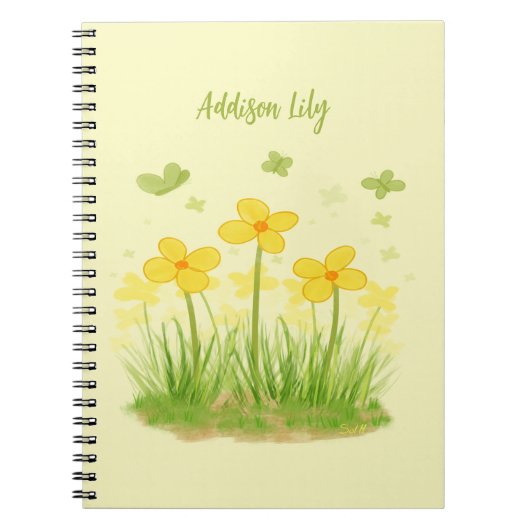 Zonnige Wilde Bloemen & Vlinders Klassiek Notitieb Notitieboek (Voorkant)