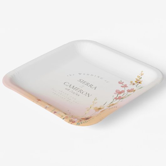 Zonnige Wildflower Bruiloft Gradiënt ID1023 Papieren Bordje (Gebogen)