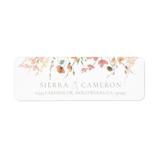 Zonnige Wildflower Bruiloft Grens ID1023 Etiket (Voorkant)