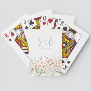Zonnige Wildflower Bruiloft Grens ID1023 Pokerkaarten