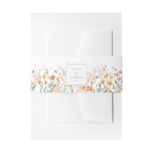 Zonnige Wildflower Bruiloft Grens ID1023 Uitnodigingen Wikkel (Voorkant Voorbeeld)