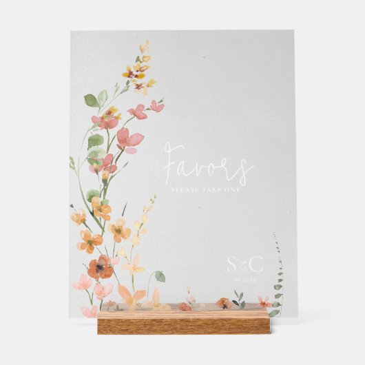 Zonnige Wildflower bruiloft gunsten Gradient ID102 Acryl Bord (Voorkant)