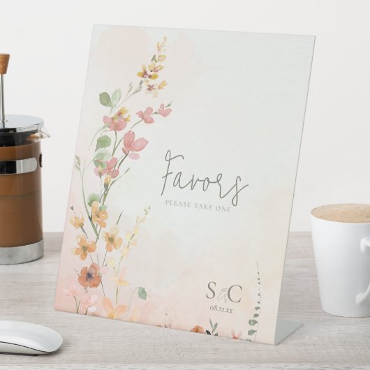 Zonnige Wildflower bruiloft gunsten Gradient ID102 Reclamebord Met Voetstuk (Insitu)