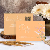 Zonnige Wildflower Bruiloft QR Code Peach ID1023 RSVP Kaartje