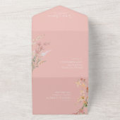 Zonnige Wildflower Bruiloft Roze ID1023 All In One Uitnodiging (Buitenkant)