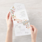 Zonnige Wildflower Bruiloft Roze ID1023 All In One Uitnodiging (Afscheurbaar)