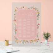 Zonnige Wildflower Bruiloft Zitje Roze ID1023 Acryl Bord (Huwelijk)