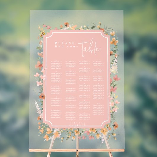 Zonnige Wildflower Bruiloft Zitje Roze ID1023 Acryl Bord (Neutraal)