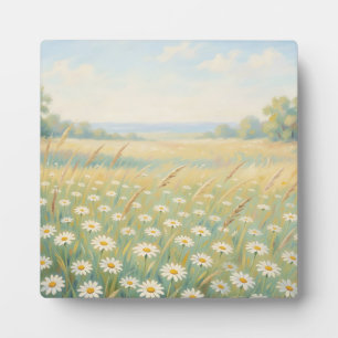 Zonnige Witte Madelief Weide Wilde Bloemen Veld Fotoplaat