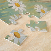 Zonnige Witte Madelief Weide Wilde Bloemen Veld Legpuzzel (Zijkant)
