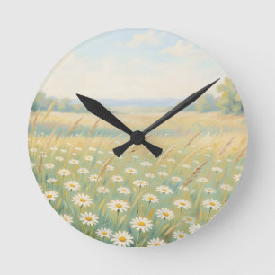 Zonnige Witte Madelief Weide Wilde Bloemen Veld Ronde Klok