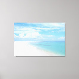 Zonnige witte zandstrand zee landschap reis foto canvas afdruk