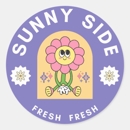 zonnige zijbloem ronde sticker (Voorkant)