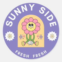 zonnige zijbloem ronde sticker