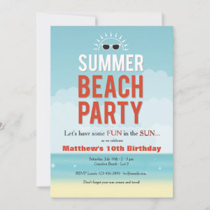 Zonnige Zomer Strandfeest Uitnodiging