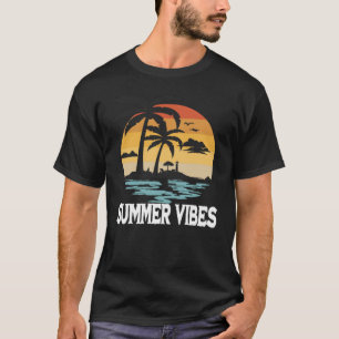 Zonnige zomer vibes top met palmbomen en golven F