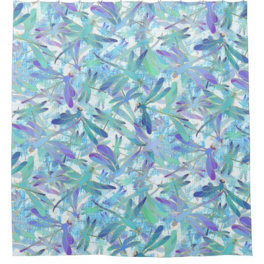 Zonnige zomerlibellen douchegordijn (Voorkant)