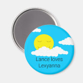 Zonnige Zon met Donzige Wolken: Magneet (Voorkant / Achterkant)