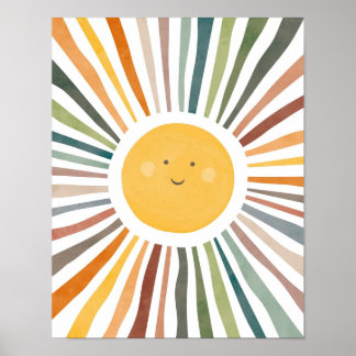 Zonnige Zon met Levendige Stralen Poster