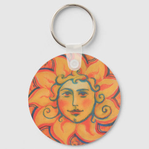 Zonnige Zon, Sprookjes Fantasie Kunst, Oranje Geel Sleutelhanger
