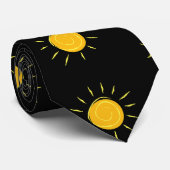 Zonnige Zon Zwart Stropdas (Opgerold)