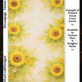 Zonnige Zonnebloem Bloemrijke Rand Ontwerp FE7 Dec Tissuepapier