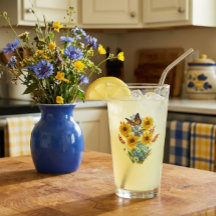 Zonnige Zonnebloem en Vlinder Boeket Pint
