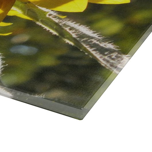 Zonnige Zonnebloem Glas Snijplank (Hoek)