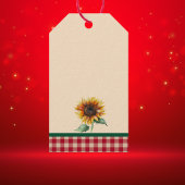 Zonnige Zonnebloem Land Rood Gingham Gepersonalise Cadeaulabel