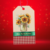 Zonnige Zonnebloem Land Rood Gingham Gepersonalise Cadeaulabel