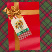 Zonnige Zonnebloem Land Rood Gingham Gepersonalise Cadeaulabel