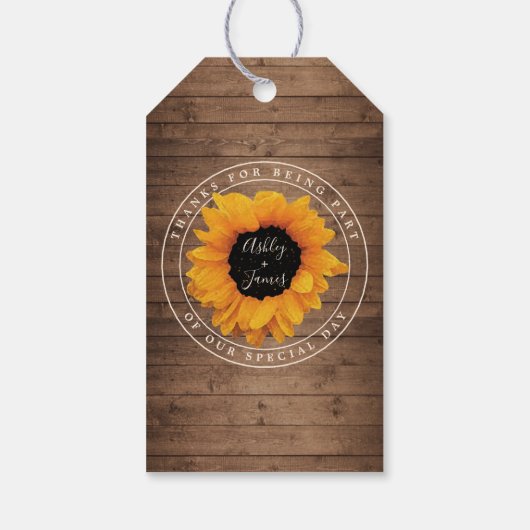 Zonnige Zonnebloem Namen Bedankt Cadeaulabel (Achterkant)