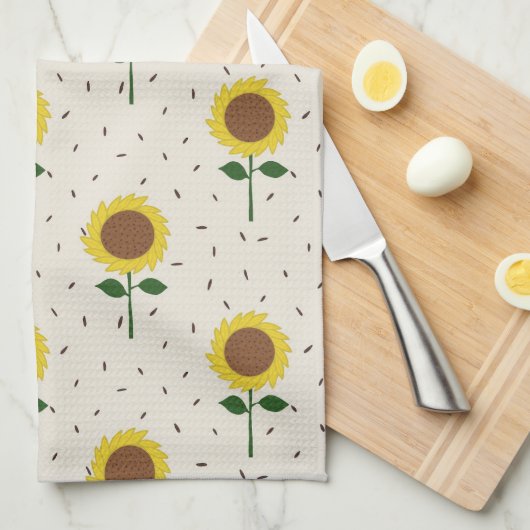 Zonnige Zonnebloem Patronen Theedoek (Quarter Fold)