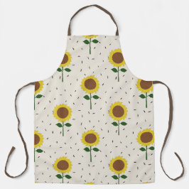 Zonnige Zonnebloem Schort | Origineel Handgetekend