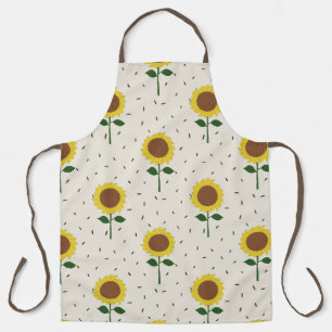 Zonnige Zonnebloem Schort   Origineel Handgetekend