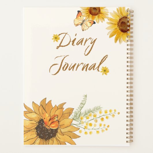 Zonnige Zonnebloem & Vlinder Zonne aesthetic Planner (Achterkant)