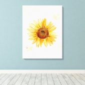 Zonnige Zonnebloem Waterverf Canvas Afdruk (Insitu (Houten vloer))