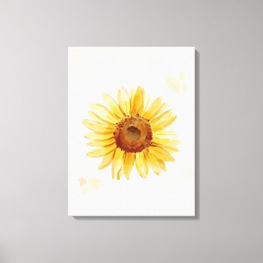 Zonnige Zonnebloem Waterverf Canvas Afdruk (Voorkant)