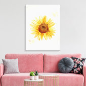 Zonnige Zonnebloem Waterverf Canvas Afdruk (Insitu (Woonkamer))