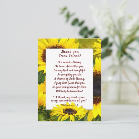 Zonnige zonnebloemen dank je wel christelijke vrie briefkaart (Staand voorkant)