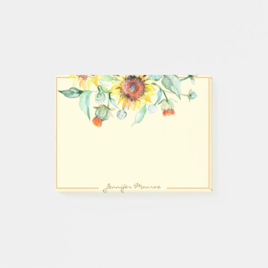 Zonnige zonnebloemen gepersonaliseerd post-it® notes (Voorkant)