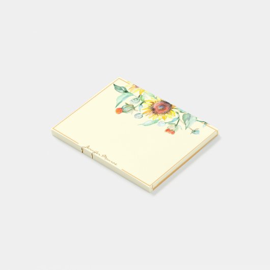 Zonnige zonnebloemen gepersonaliseerd post-it® notes (Schuin)