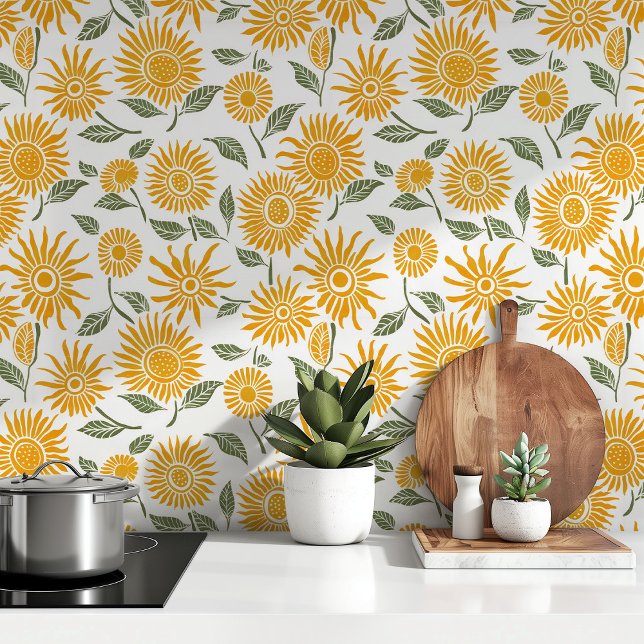 Zonnige Zonnebloemen Peel & Stick Behang (Creator heeft geüpload)