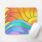 Zonnige zonsondergang - Mousepad Muismat (Met muis)